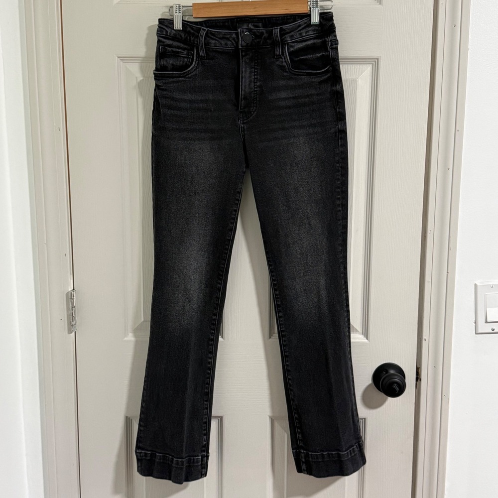 KUT Kelsey Fab Ab Ankle Flare Jeans Womens 4 Black Minimalist Casual Chic